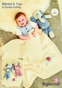 Stylecraft Adam & Astrid Elephant Toys & Blanket in DK 9854