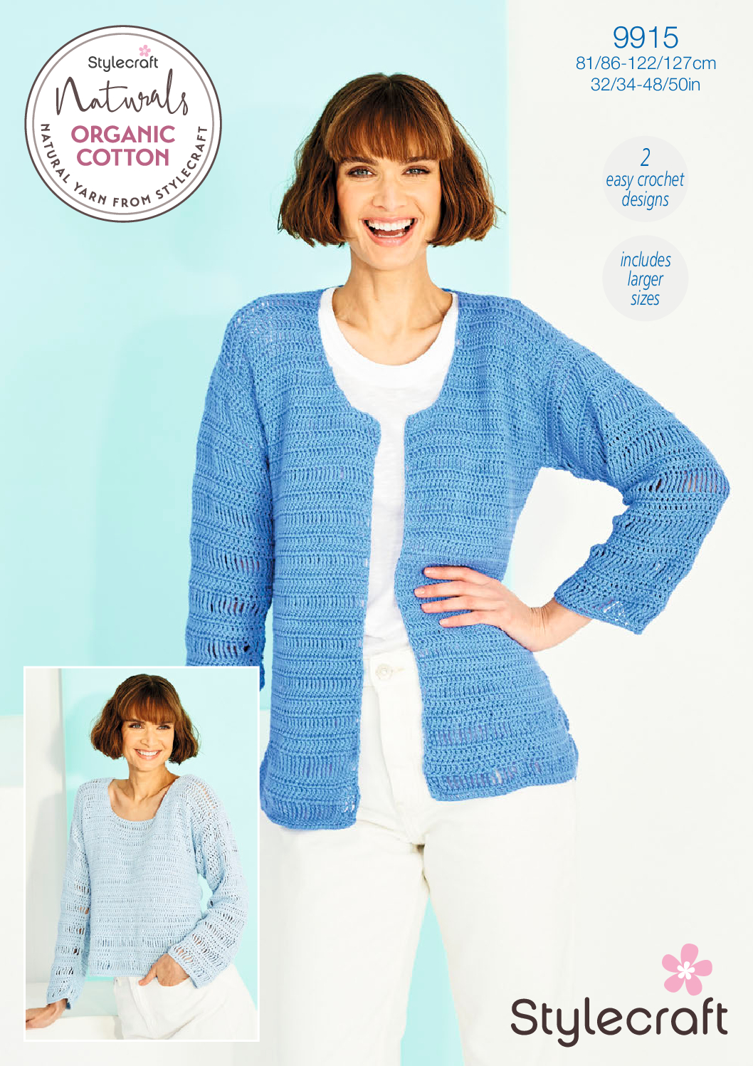 Stylecraft Cardigan & Sweater in Naturals Organic Cotton 9915