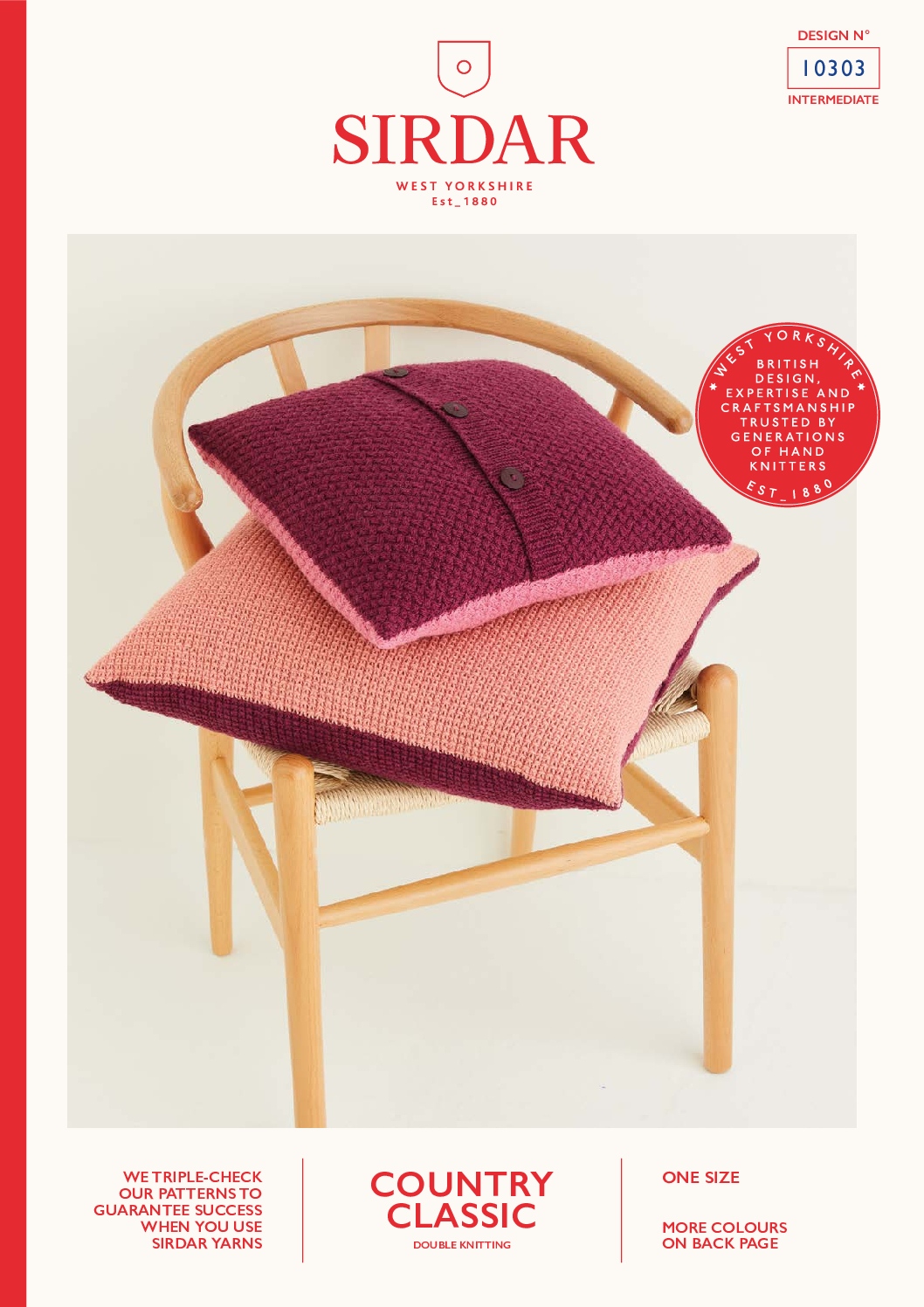 Colour Pop Button Back Cushions in Sirdar Country Classic DK 10303