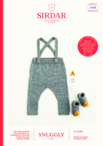 Dungarees & Pom Pom Booties in Sirdar Snuggly 4ply (5438)