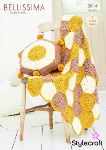 Stylecraft Honeycomb Crochet Blanket & Cushion in Bellissima DK 9614