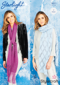 Stylecraft Shawls & Scarf in Starlight Aran 9651