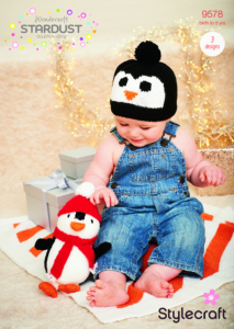 Stylecraft Penguin Toy, Hat & Blanket in DK 9578