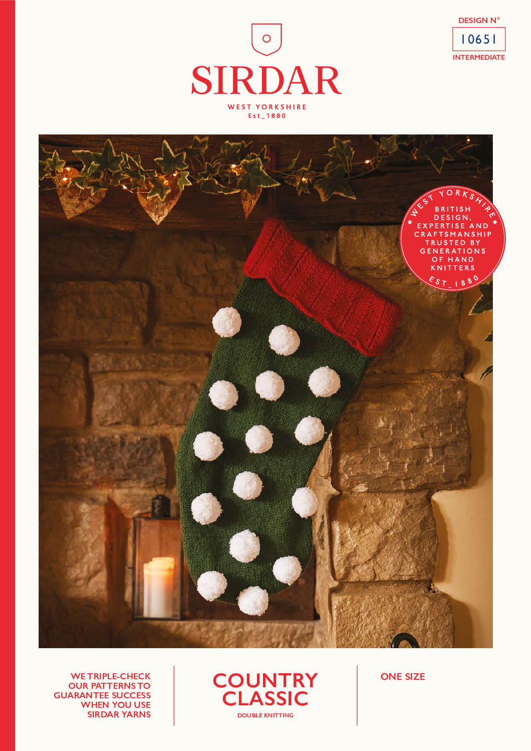 Christmas Snowball Pom Pom Stocking in Sirdar Country Classic DK and Snowflake Chunky (10651)