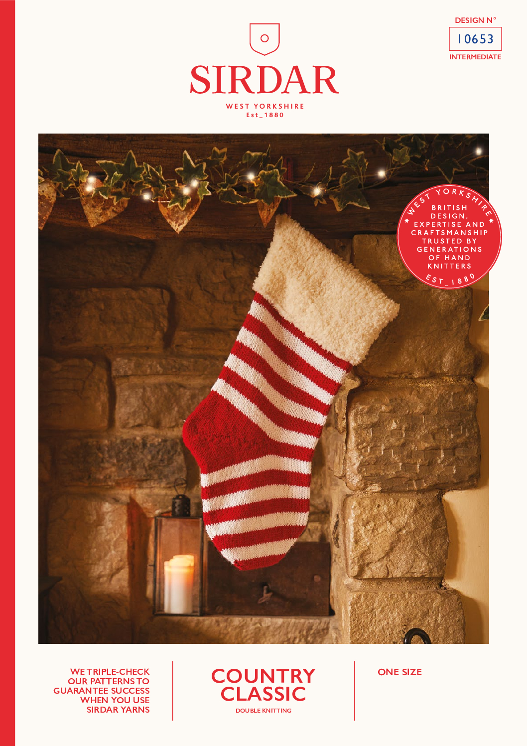 Striped Christmas Stocking in Sirdar Country Classic DK and Snowflake Chunky (10653)