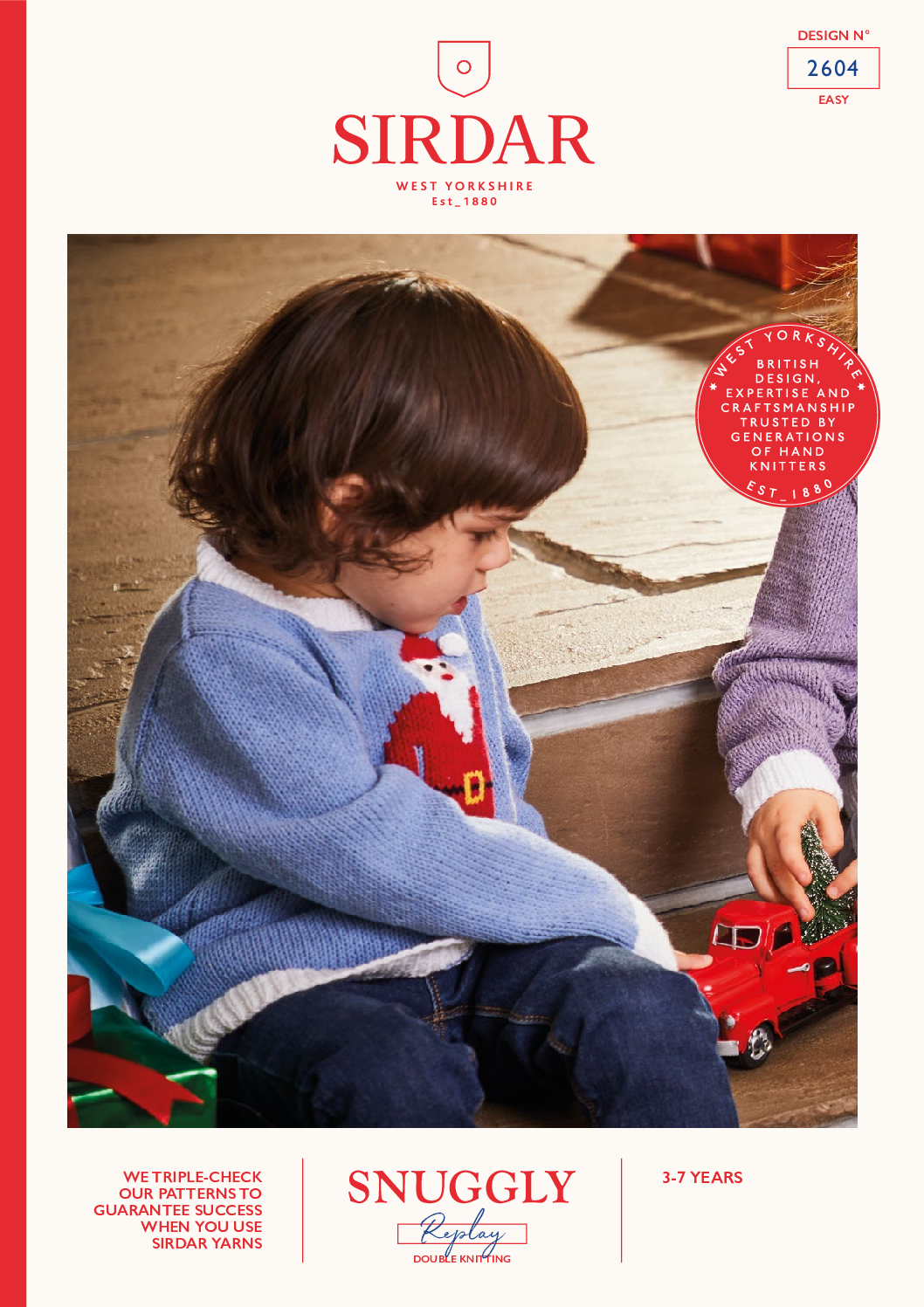 Kids Christmas Santa Character Jumper in Sirdar Snuggly Replay DK (2604)