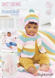 Stylecraft Cardigan, Hat & Blanket Set in Sweet Dreams DK & Bambino DK 9977