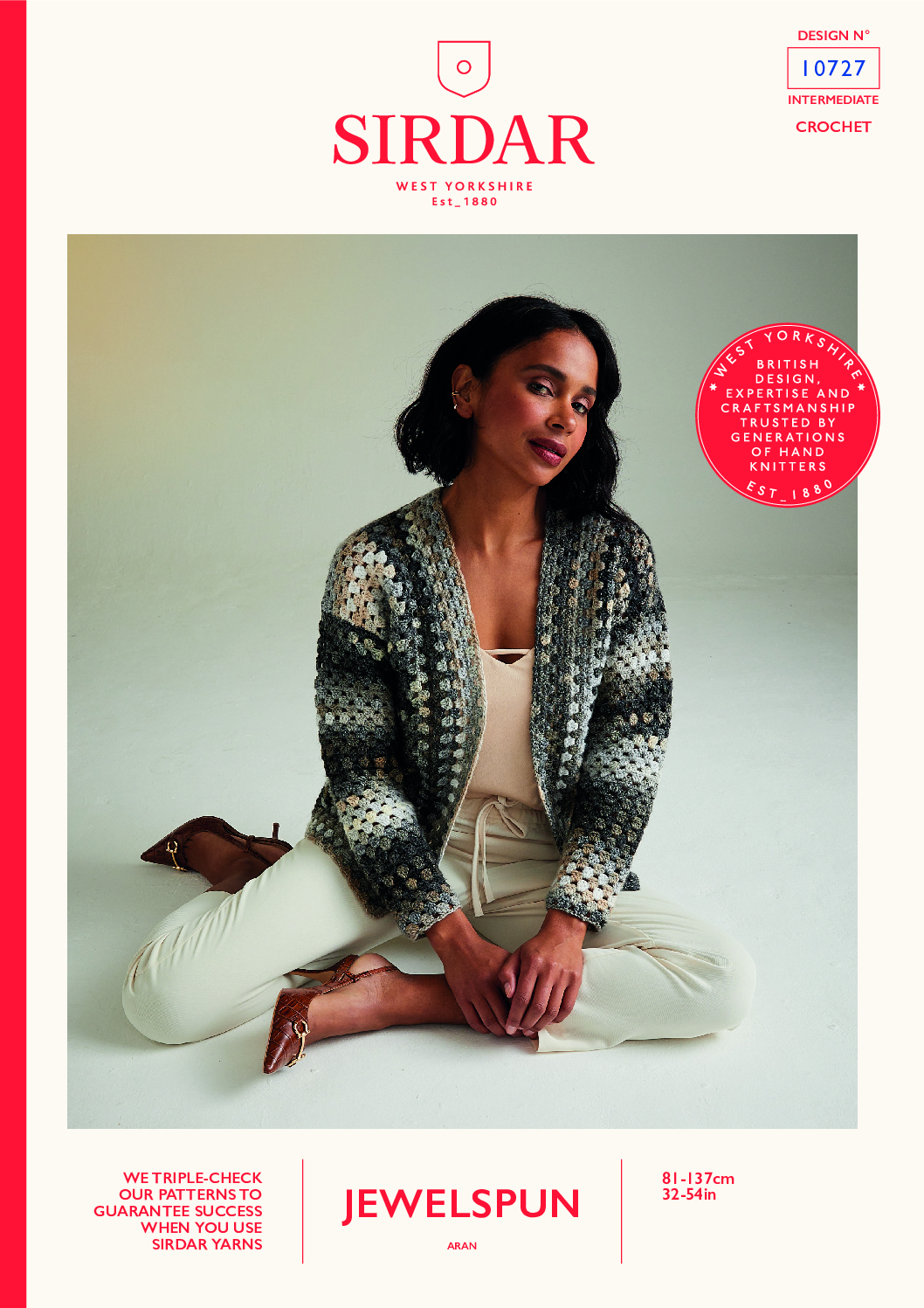 Moon & Stars Crochet Cardigan in Sirdar Jewelspun Aran (10727)