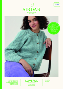 Round Neck Rib Cardigan in Sirdar Loveful 100% Recycled Tweed Blend DK (10780)
