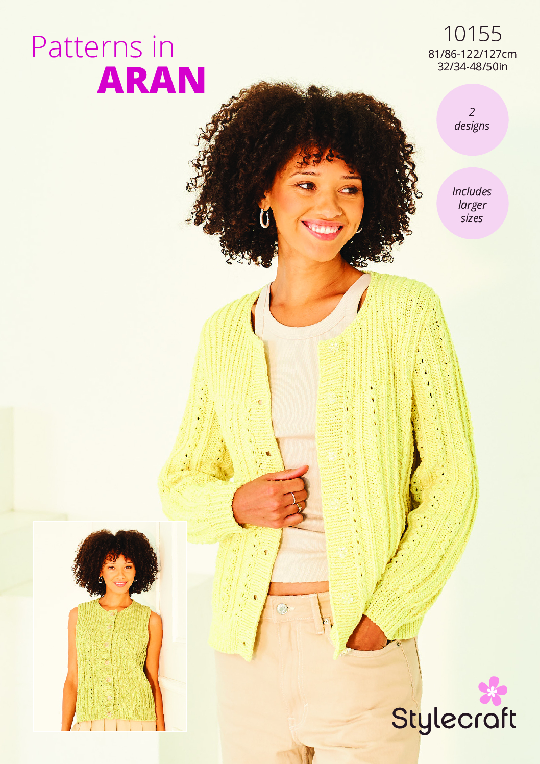 Stylecraft Cardigan & Waistcoat in Soft Pastels Aran 10155
