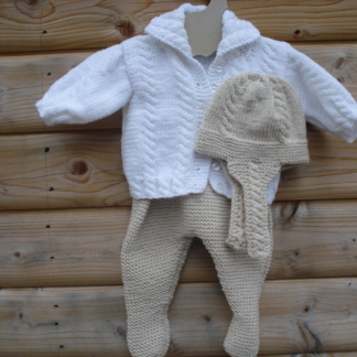 Baby Outfit 0-3 months - Stone/White