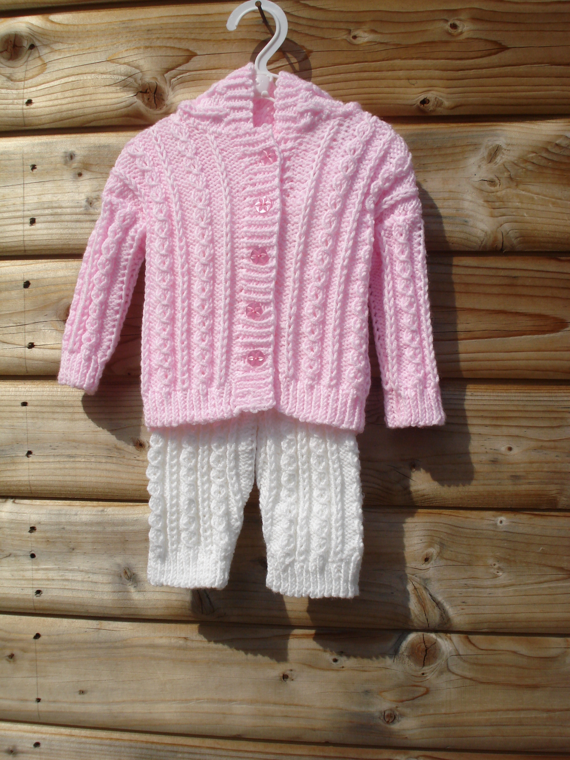 Baby Hoodie & Trousers 0-6 months - Pink/White