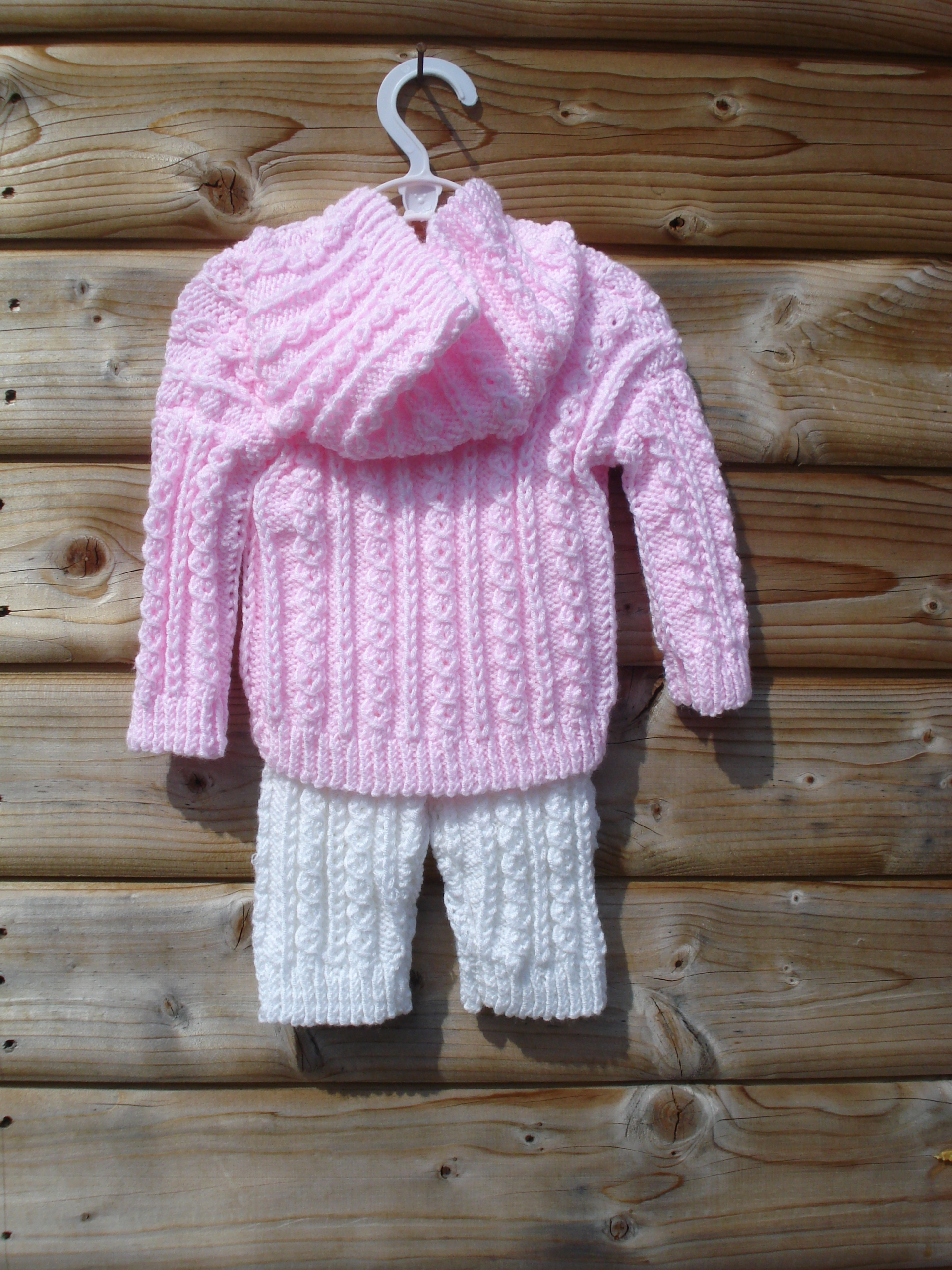 Baby Hoodie & Trousers 0-6 months - Pink/White - Image 2