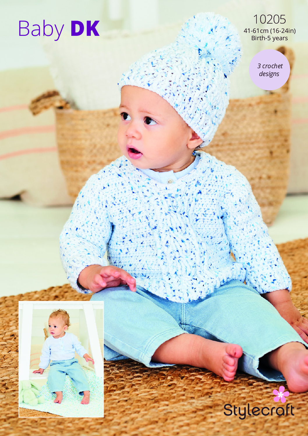 Stylecraft Crochet Sweater, Hat & Blanket in Bambino Dotty DK 10205