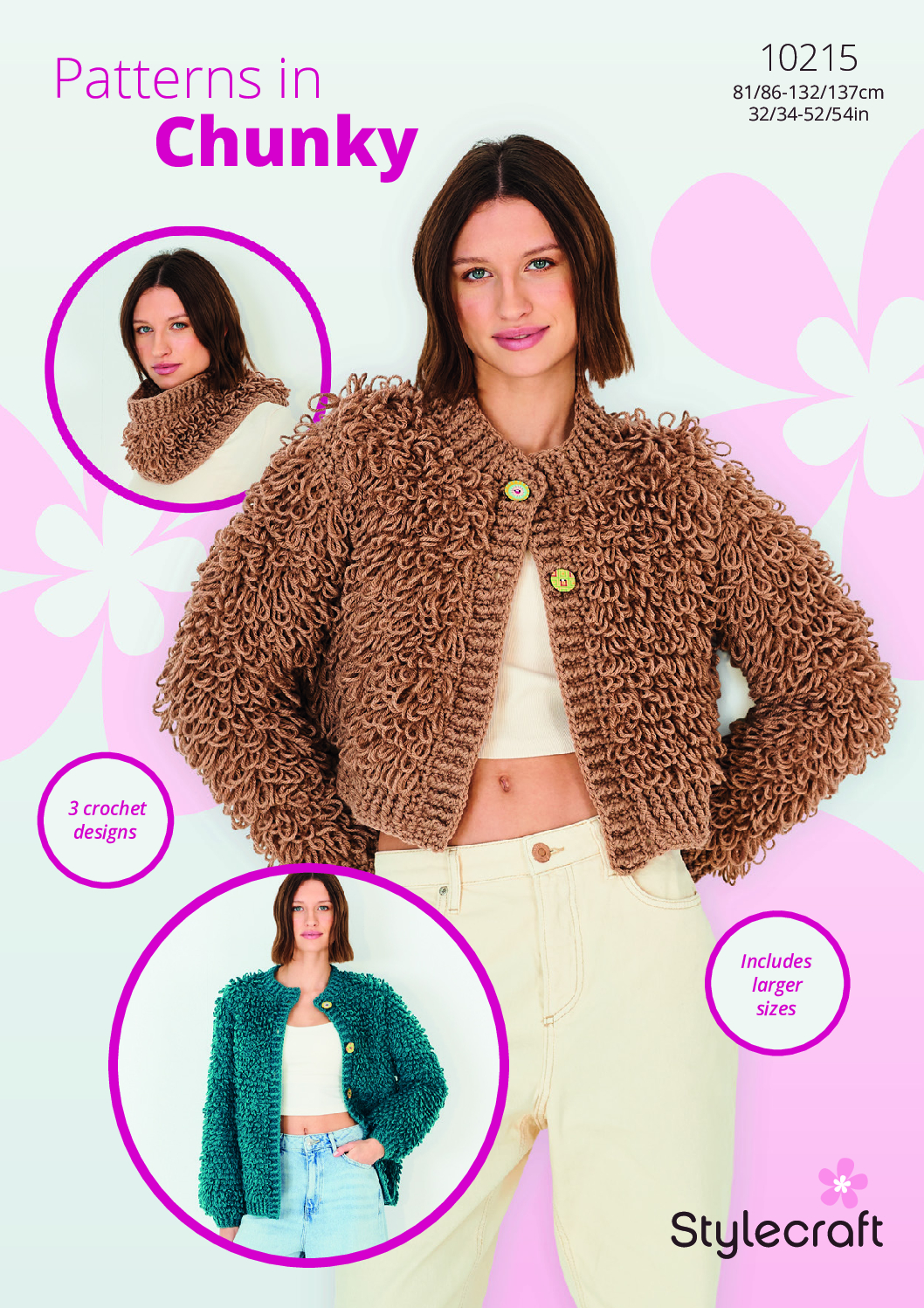 Stylecraft Crochet Loopy Stitch Cardigans & Snood in Special Chunky 10215