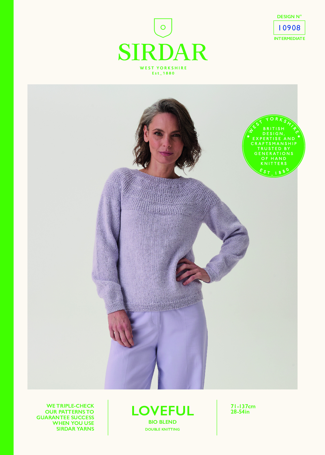 Textured Yoke Sweater in Sirdar Loveful Bio Blend DK (10908)