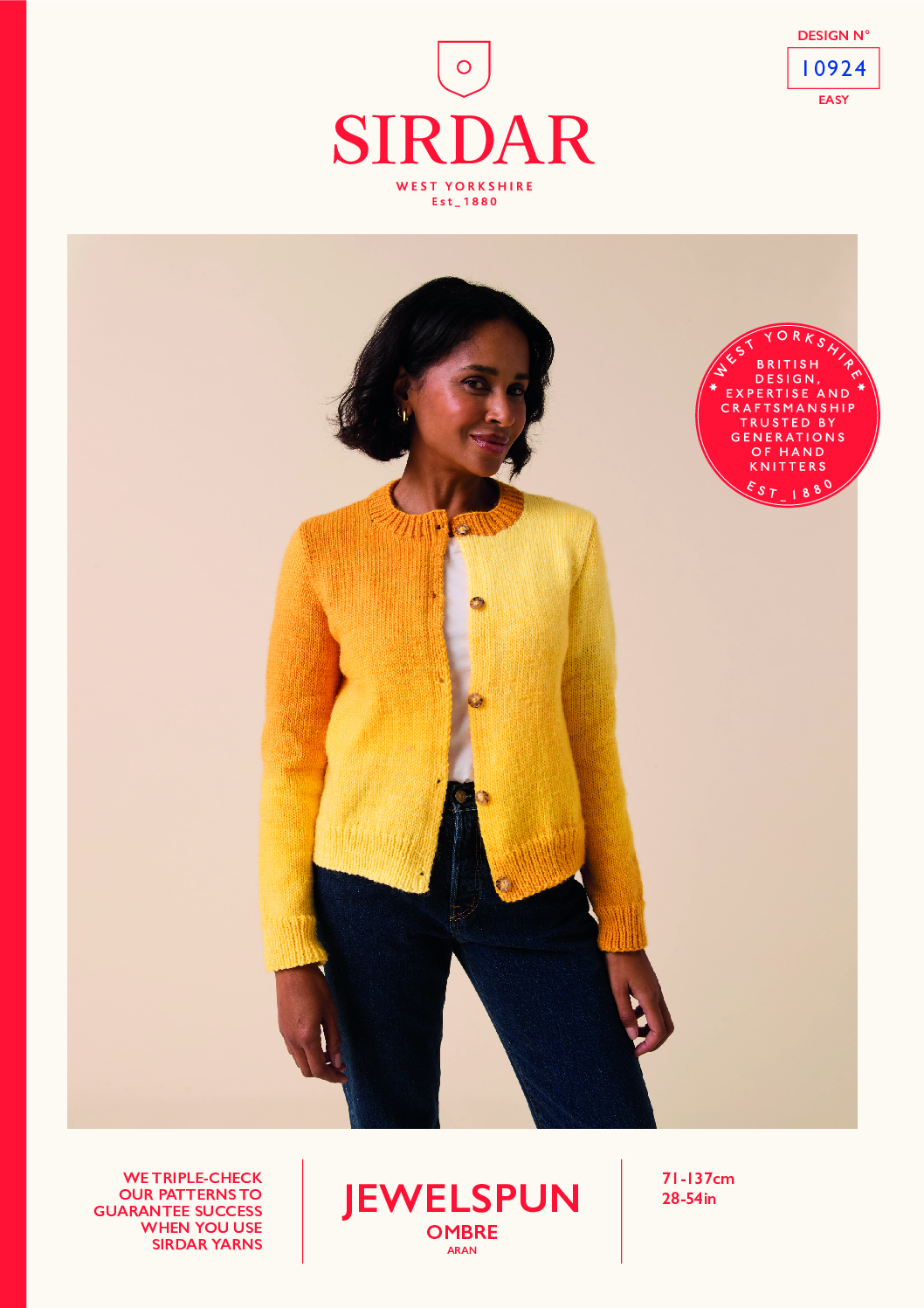 Off-Set Ombre Cardigan in Sirdar Jewelspun Ombre Aran (10924)