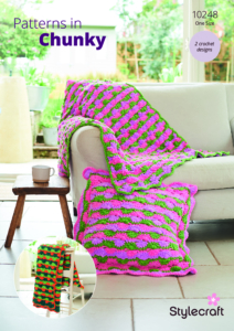 Stylecraft Crochet Blanket & Cushion in Chenille Chunky 10248