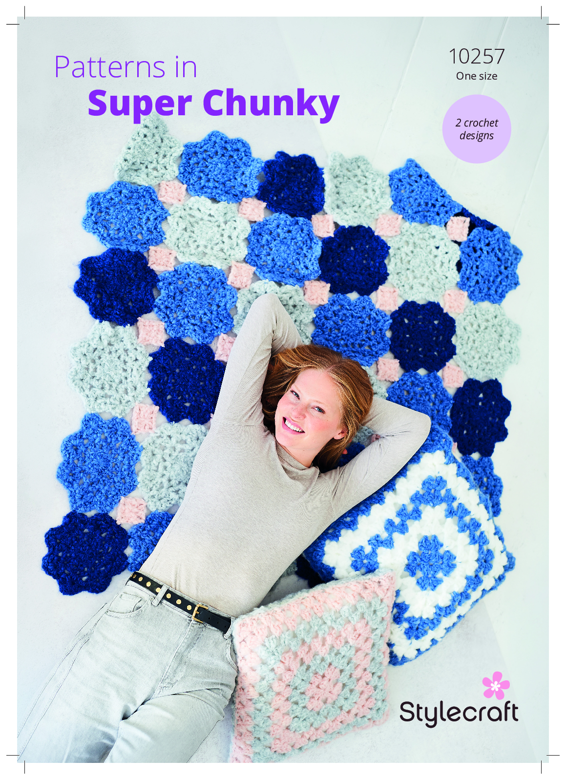 Stylecraft Crochet Blanket & Cushion in Cloudlike Super Chunky 10257