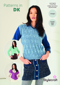 Stylecraft Textured Sweater, Top & Scarf in Life DK/Naturals Pure Wool 10282