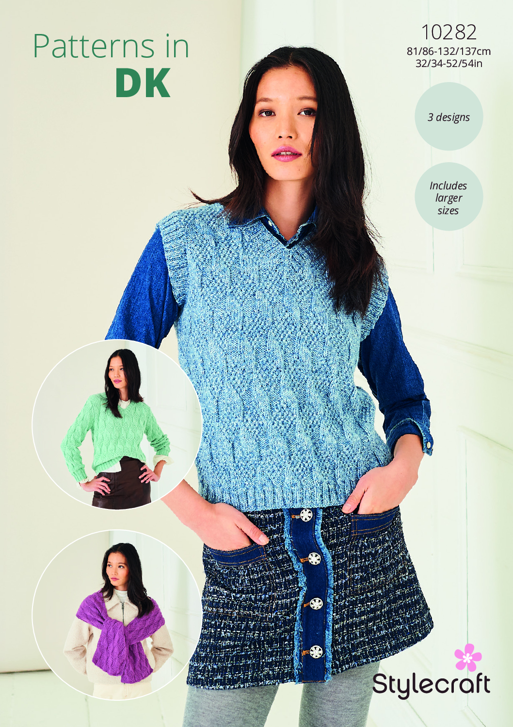 Stylecraft Textured Sweater, Top & Scarf in Life DK/Naturals Pure Wool 10282