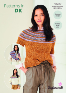 Stylecraft Crochet Yoke Sweater, Short Sleeved Top & Cowl in Life DK/Naturals Pure Wool 10287