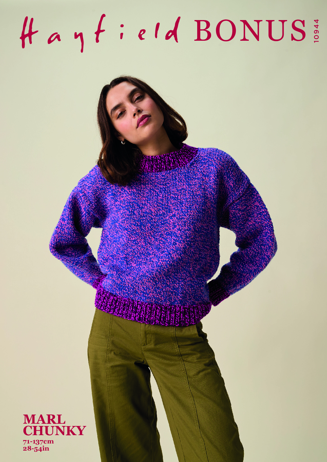 Ripple Round Neck Sweater in Hayfield Bonus Marl Chunky (10944)