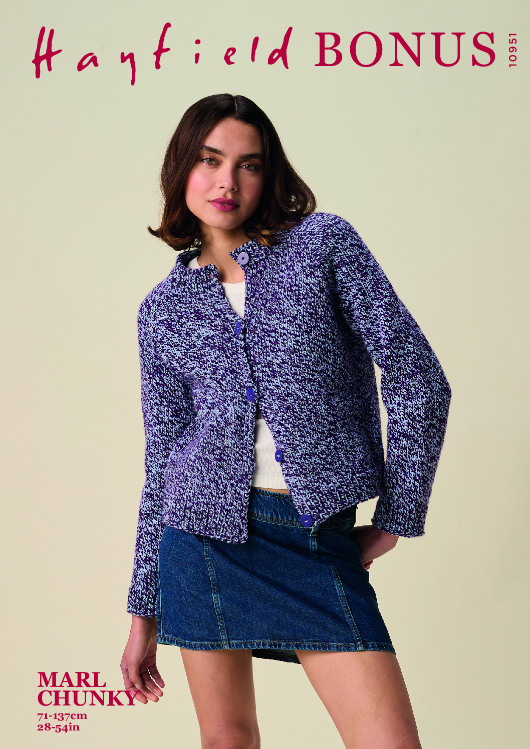 Twirl Round Neck Cardigan in Hayfield Bonus Marl Chunky (10951)