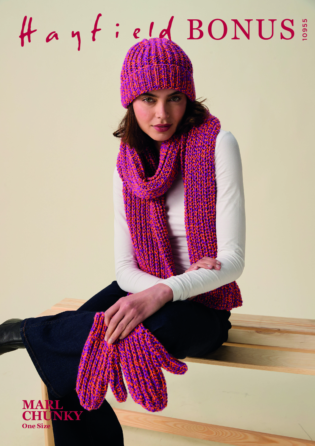 Together Hat, Scarf & Mitts in Hayfield Bonus Marl Chunky (10955)