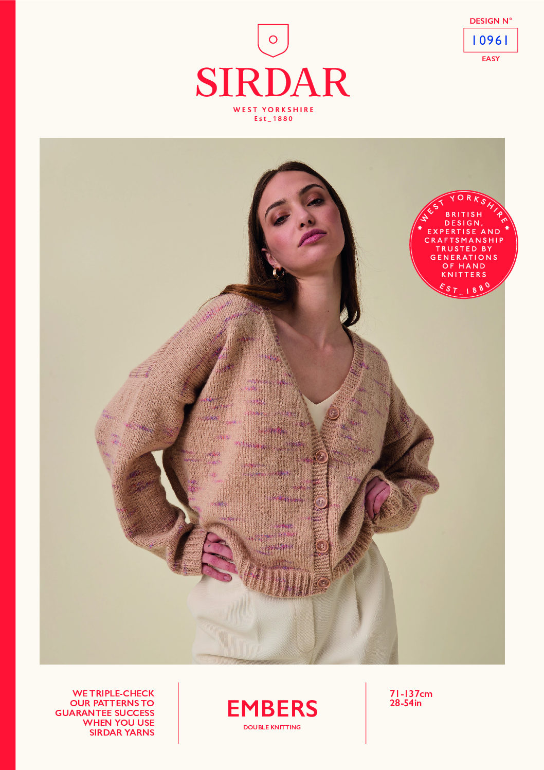 Flare V Neck Cardigan in Sirdar Embers (10961)