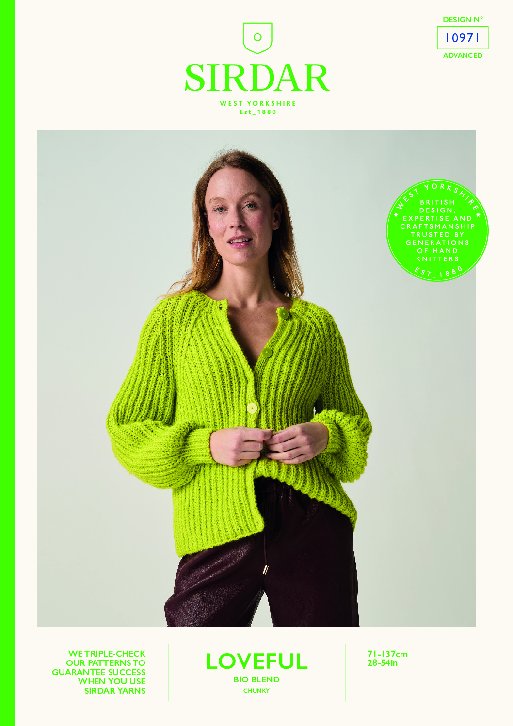 Cultivate Rib Cardigan in Sirdar Loveful Bio Blend Chunky (10971)